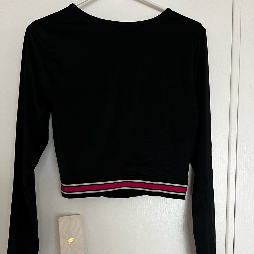 Fabletics black with pink detail crop top. New with tags.